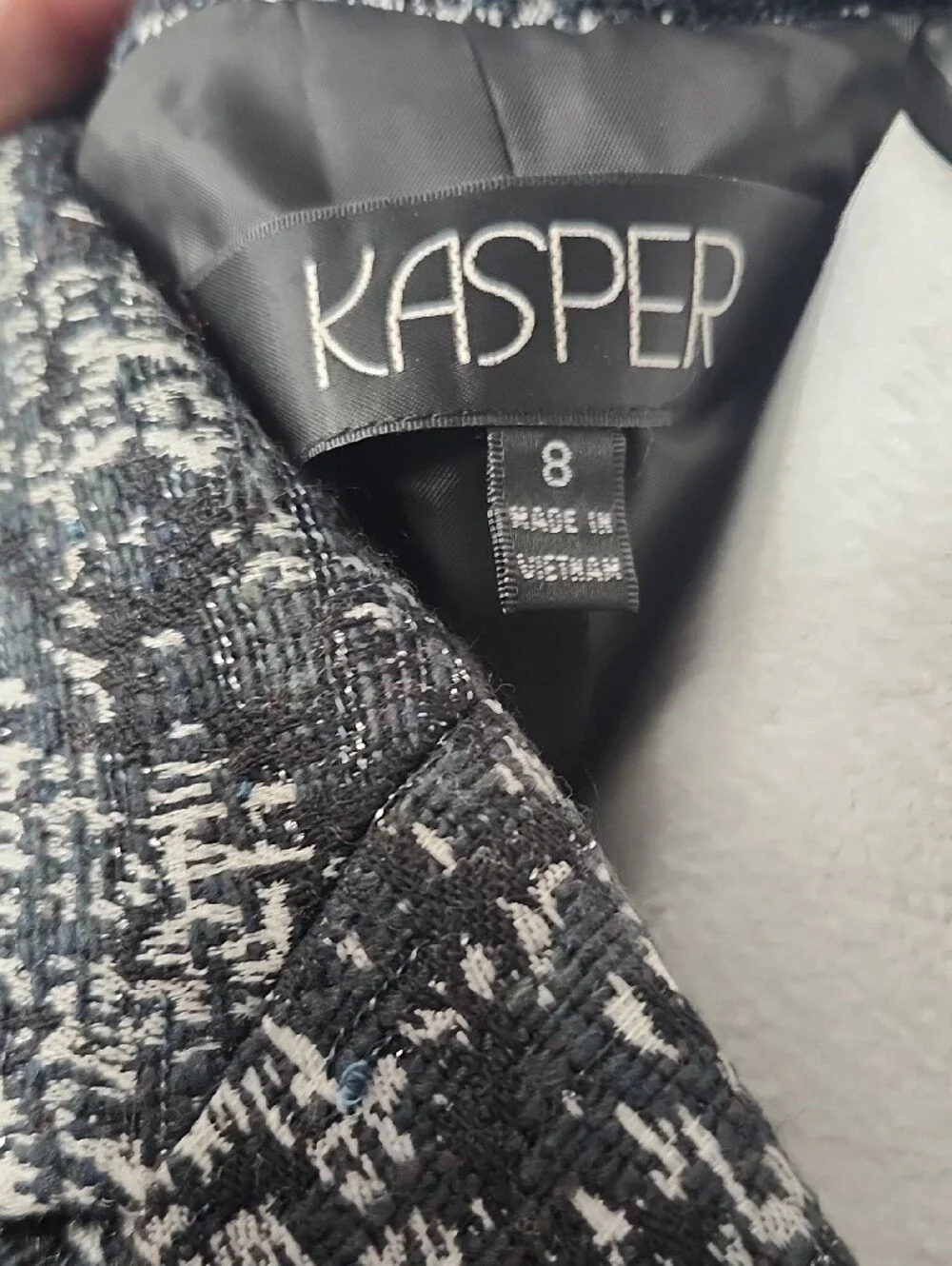 Kasper Black and White Tweed Blazer Jacket